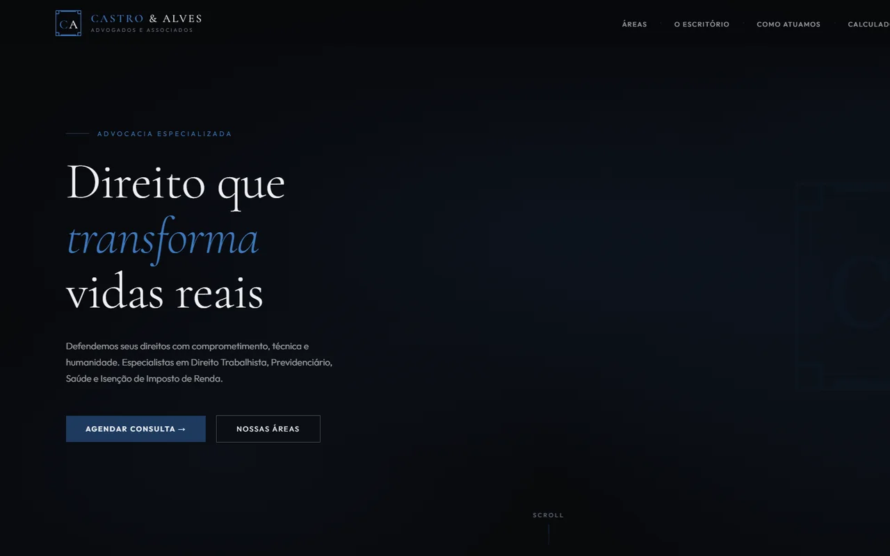 Screenshot do site Castro & Alves Advogados Associados